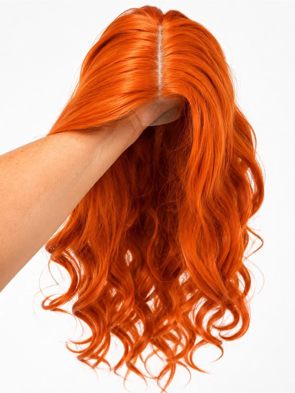 Long Vivid Orange Wavy Women's Wig -